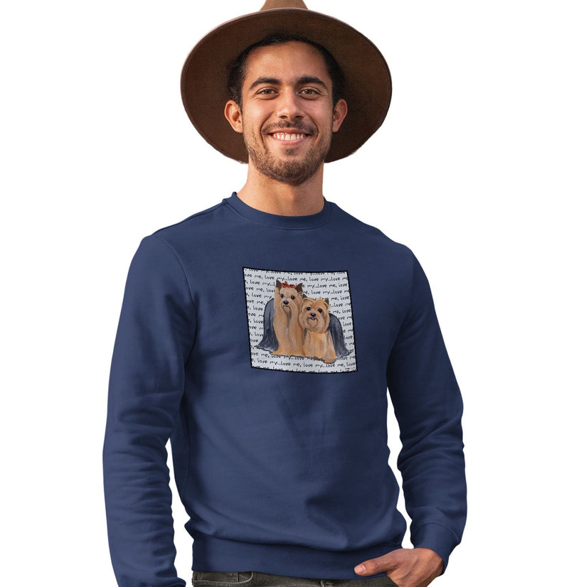 Yorkshire Terrier Love Text - Adult Unisex Crewneck Sweatshirt