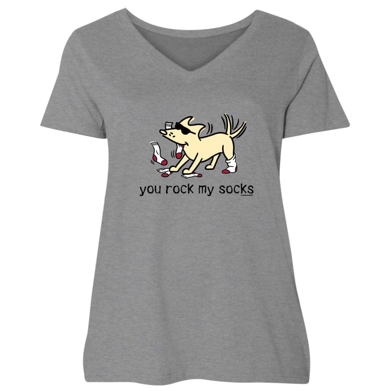You Rock My Socks - Ladies Plus V-Neck Tee
