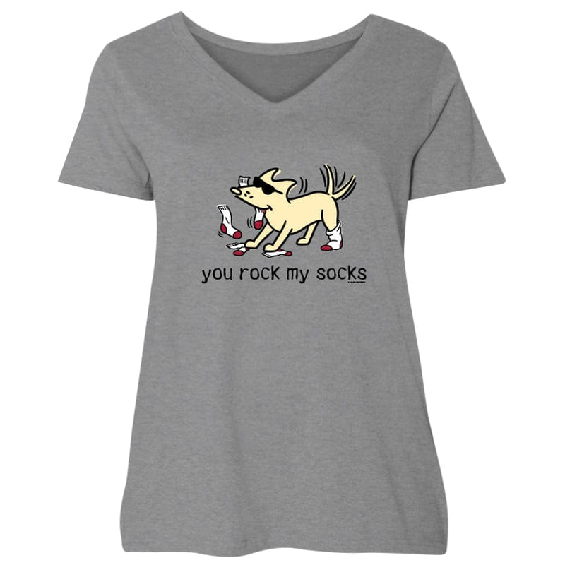 You Rock My Socks - Ladies Plus V-Neck Tee
