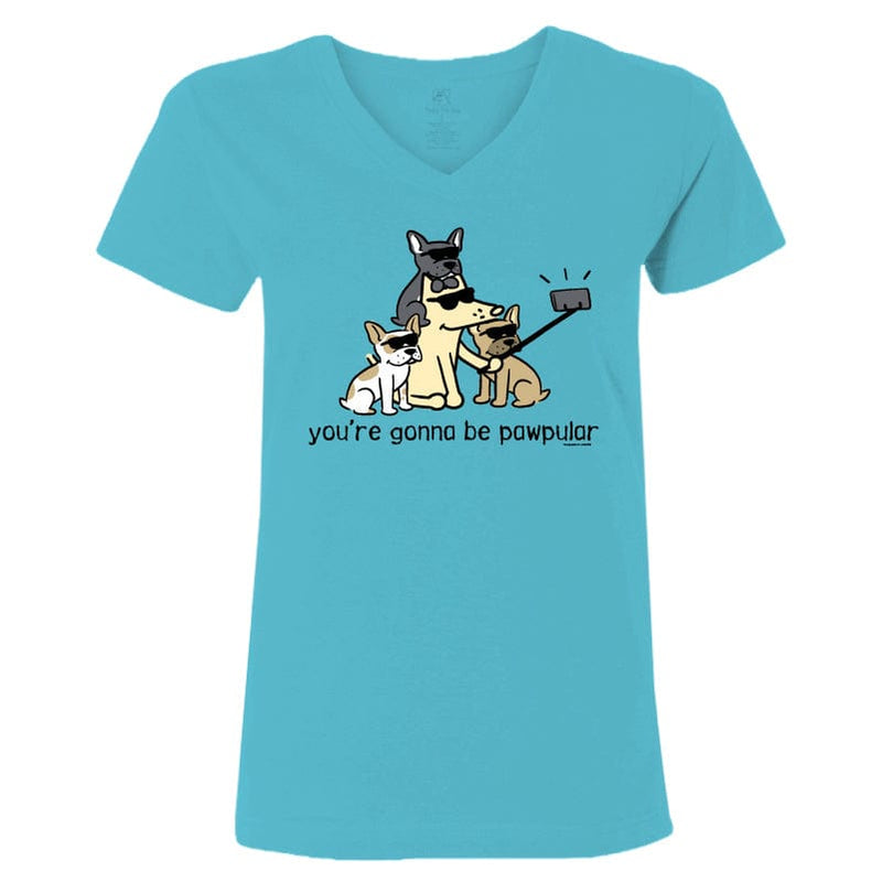 You're Gonna Be Pawpular - Ladies T-Shirt V-Neck