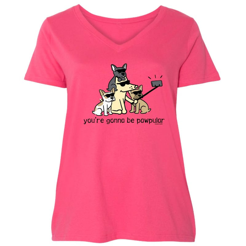 You're Gonna Be Pawpular - Ladies Plus V-Neck Tee
