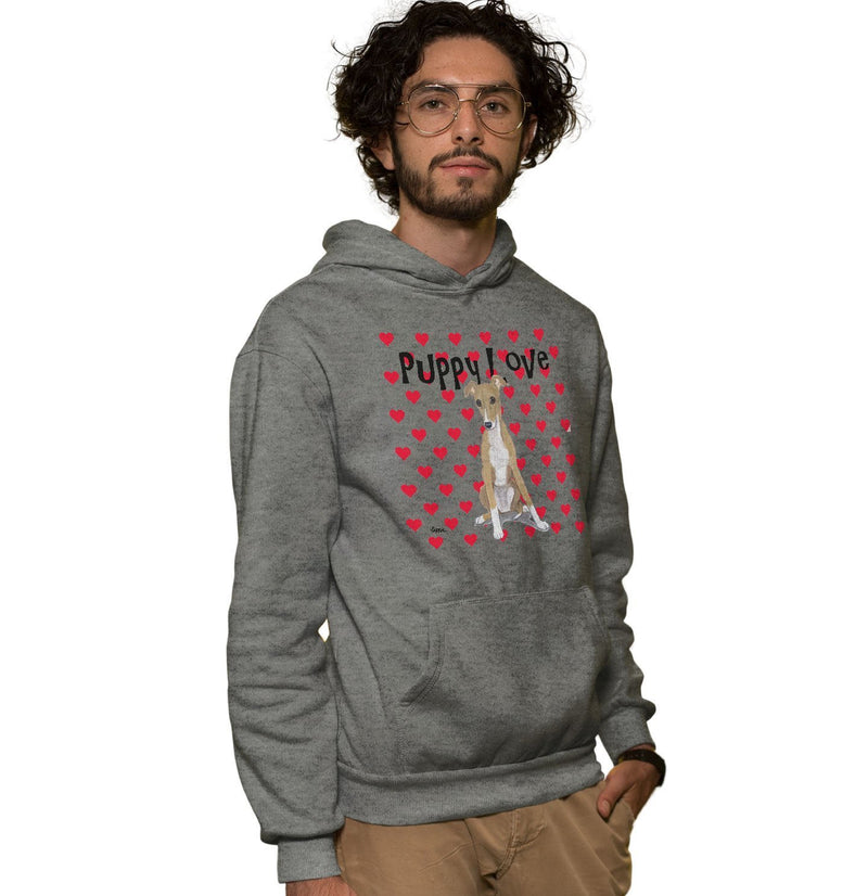 Greyhound Puppy Love - Adult Unisex Hoodie Sweatshirt