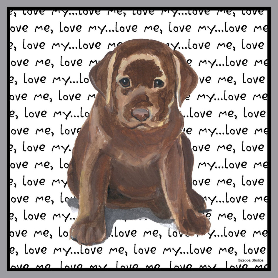 Chocolate Labrador Retriever Puppy Love Text - Adult Unisex Hoodie Sweatshirt