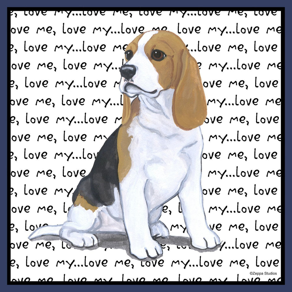 Beagle Puppy Love Text - Adult Unisex Hoodie Sweatshirt