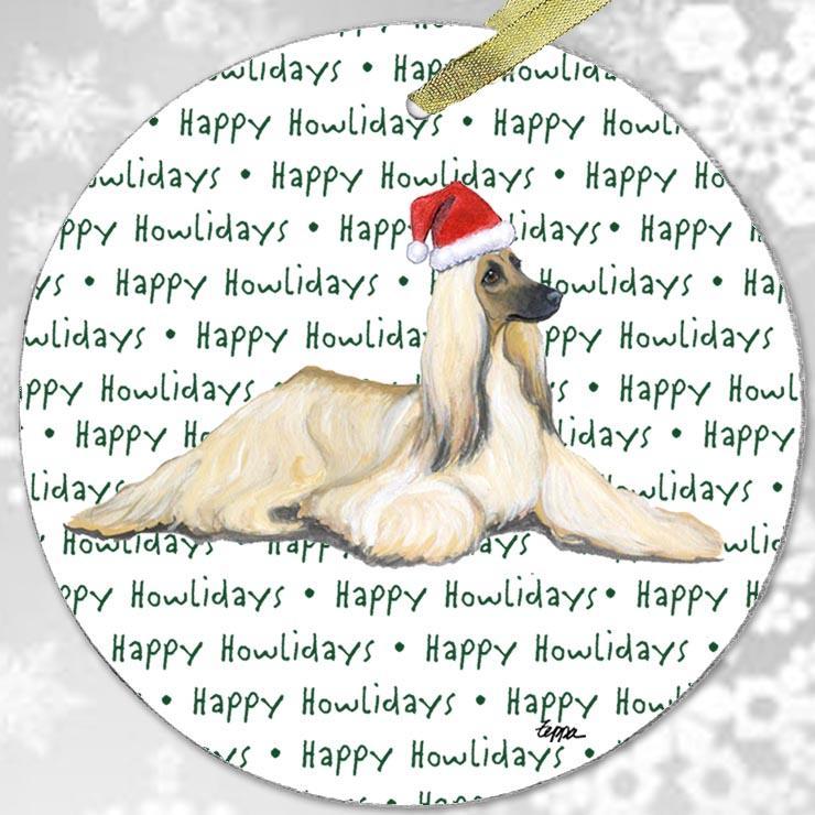 Afghan Hound "Happy Howlidays" Ornament