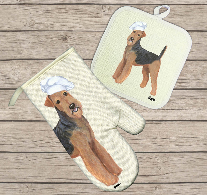 Airedale Terrier Oven Mitt and Pot Holder