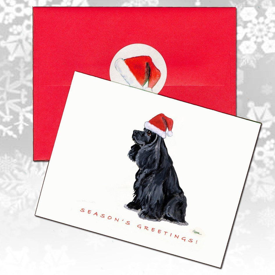 American Cocker Spaniel, Black Christmas Note Cards