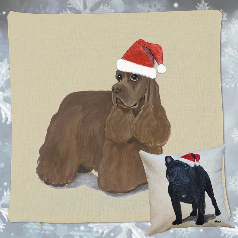 American Cocker Spaniel Santa Pillow Cover