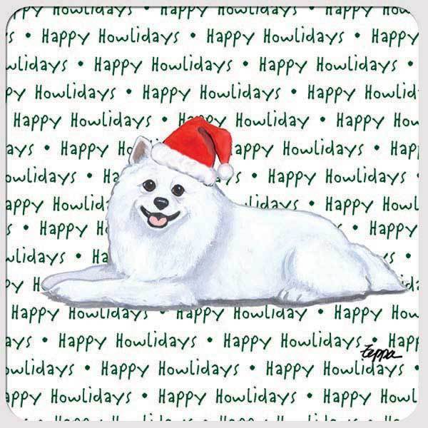 American Eskimo Dog "Happy Howlidays" Coaster