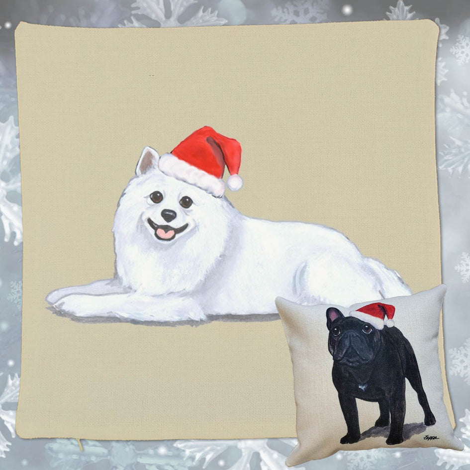American Eskimo Dog Santa Pillow Cover