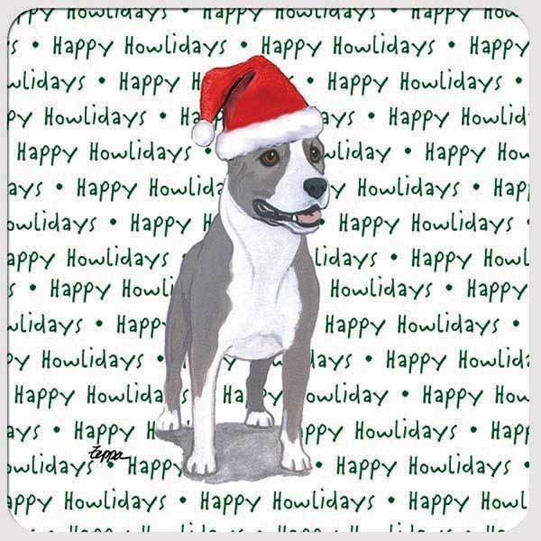 American Staffordshire Terrier "Happy Howlidays" Coaster