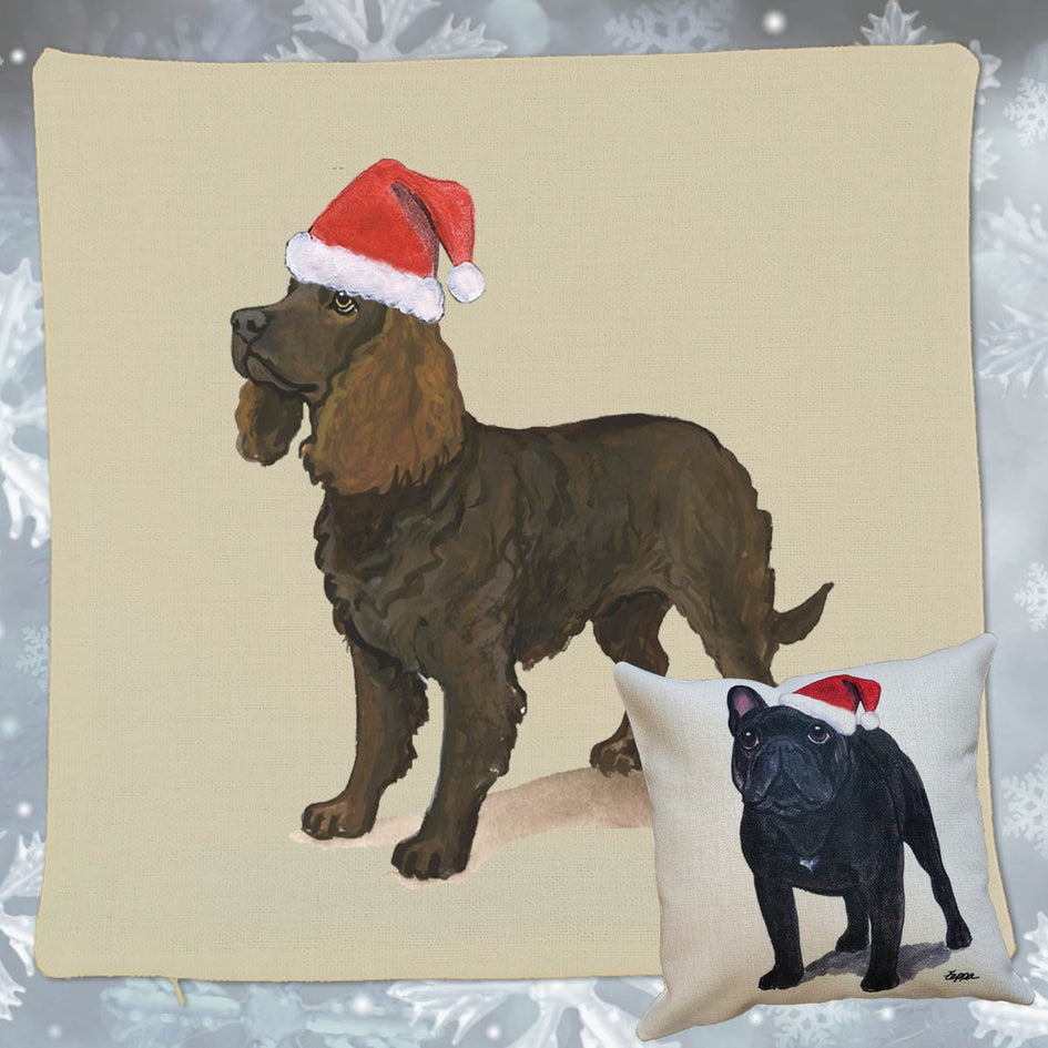 American Water Spaniel Santa Pillow Cover