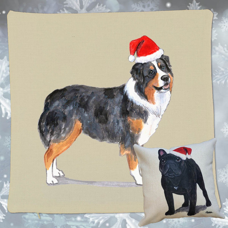 Australian Shepherd Santa Pillow Cover