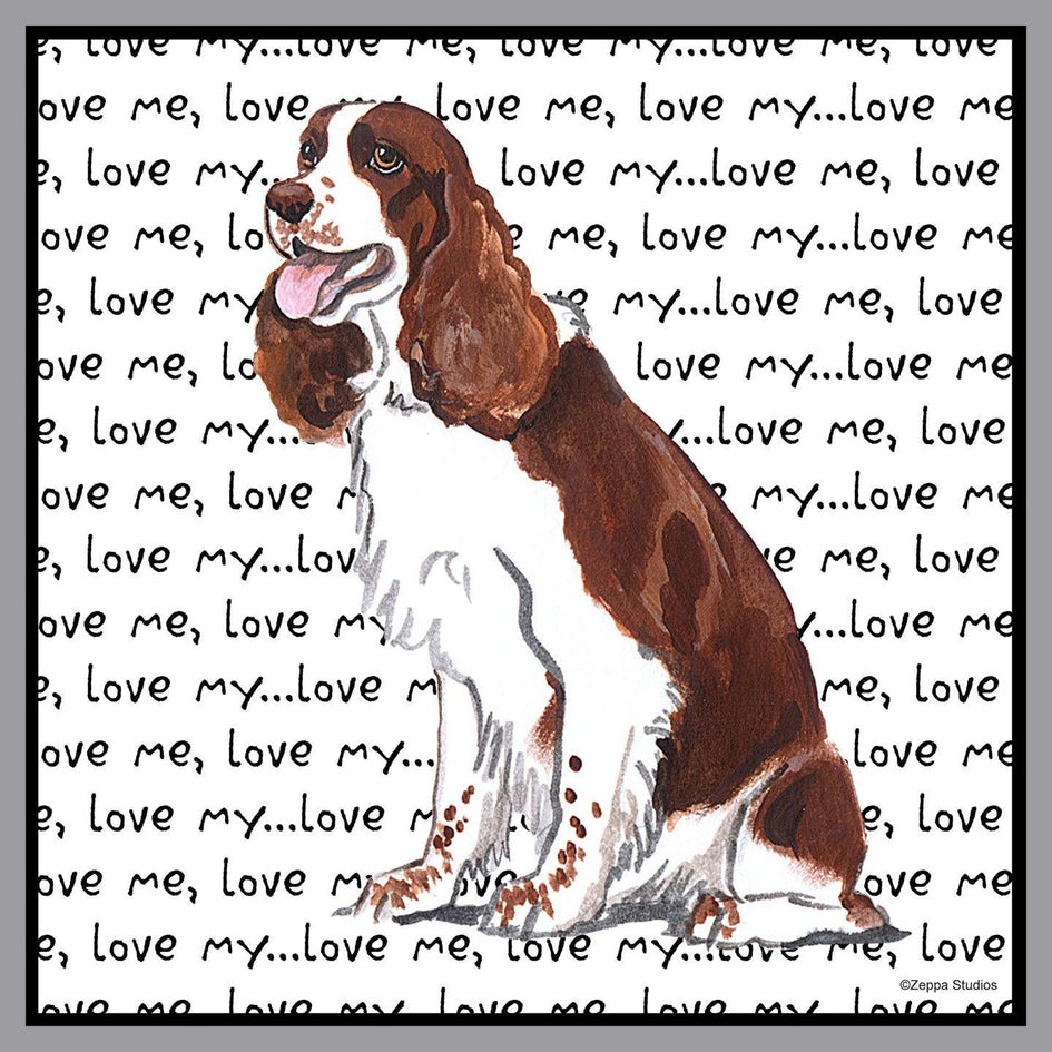 Liver and White English Springer Spaniel Love Text - Adult Unisex T-Shirt