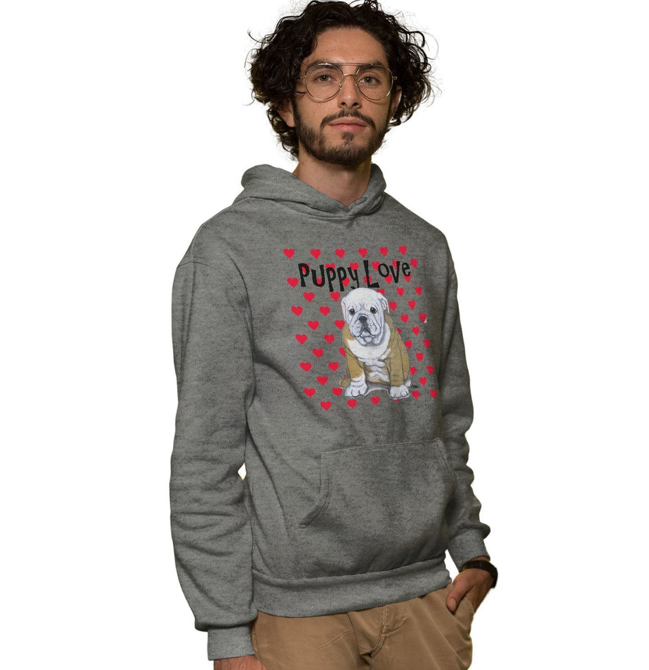 Bulldog Puppy Love - Adult Unisex Hoodie Sweatshirt