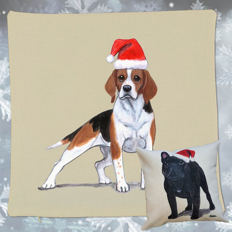 Beagle Santa Pillow Cover