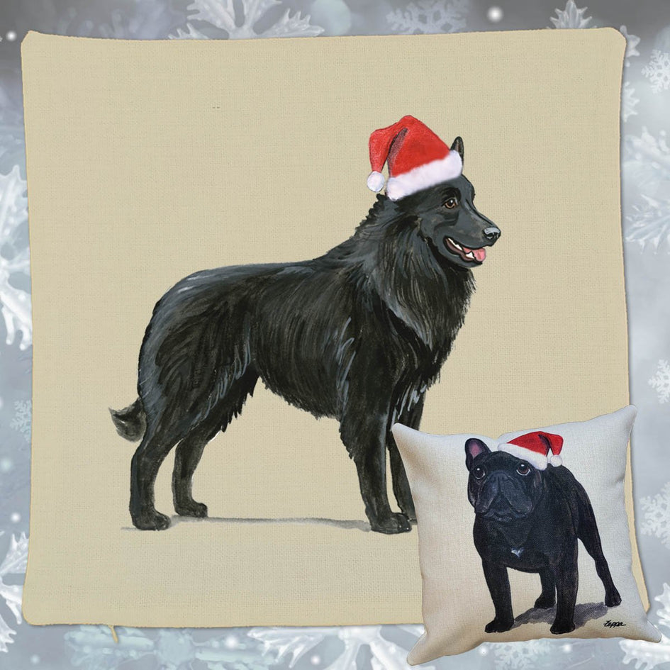Belgian Sheepdog Santa Pillow Cover