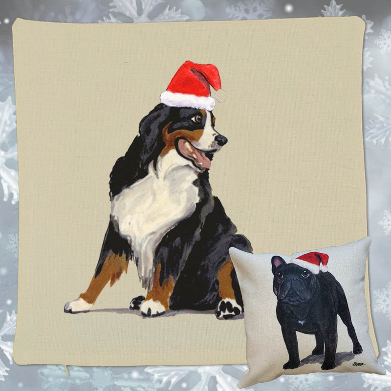Bernese Mountain Dog Santa Pillow Cover