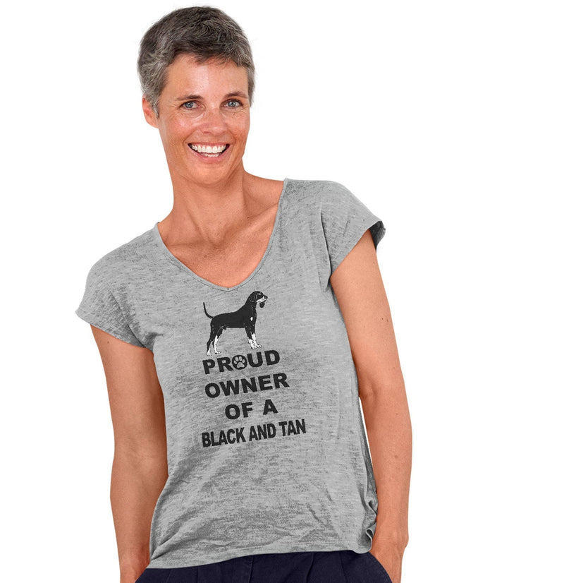 Black and Tan Coonhound Proud Owner - Women's V-Neck T-Shirt