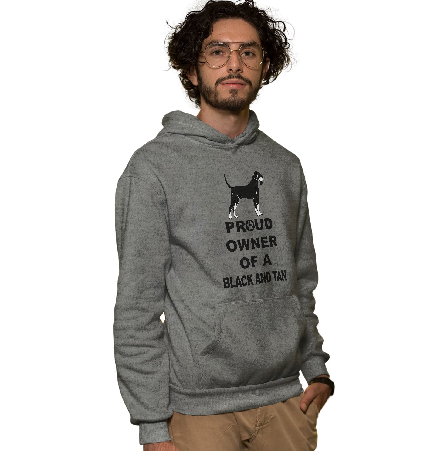 Animal Pride Black and Tan Coonhound Proud Owner Adult Unisex Hoodie Sweatshirt 2X Large White