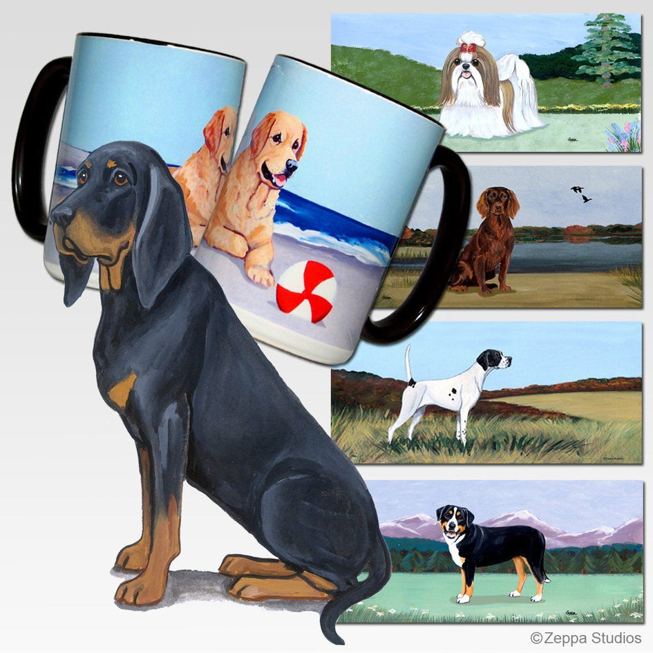 Black and Tan Coonhound Scenic Mug