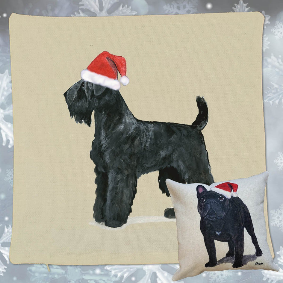Black Russian Terrier Santa Pillow Cover