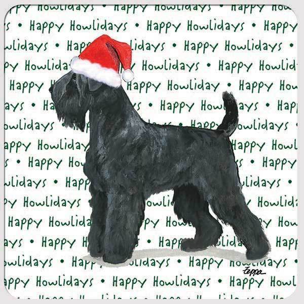Black Russian Terrier "Happy Howlidays" Coaster