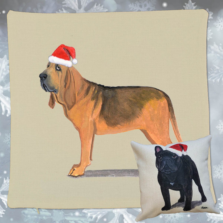 Bloodhound Santa Pillow Cover