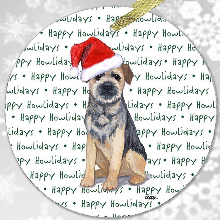 Border Terrier "Happy Howlidays" Ornament