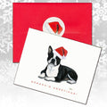 Boston Terrier, Lying Down Christmas Note Cards