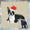 Boston Terrier Santa Pillow Cover