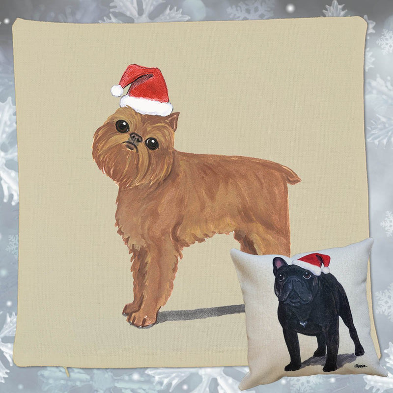 Brussels Griffon Santa Pillow Cover