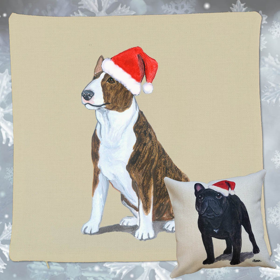 Bull Terrier Santa Pillow Cover