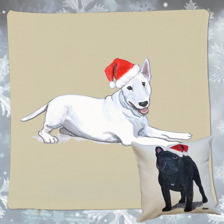 Bull Terrier Santa Pillow Cover