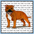 Red Staffordshire Bull Terrier Love Text - Adult Unisex T-Shirt