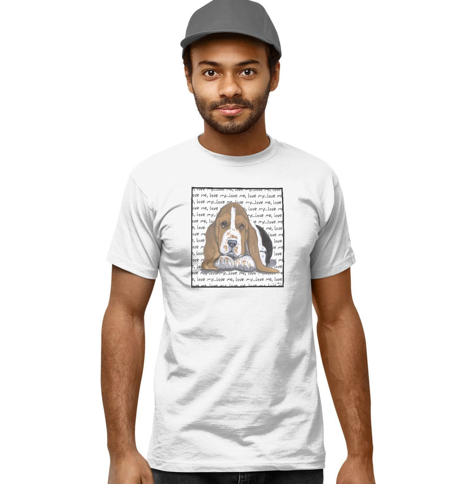 Basset Hound Puppy Love Text - Adult Unisex T-Shirt