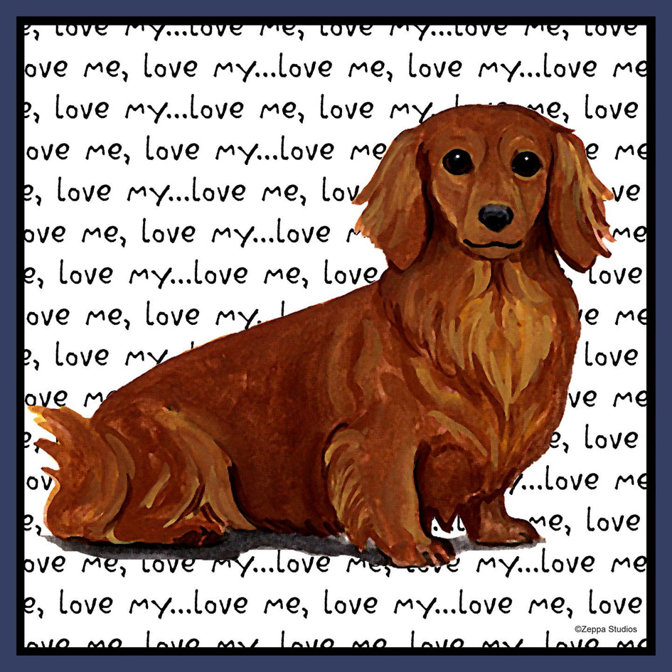 Longhaired Dachshund Love Text - Adult Unisex Hoodie Sweatshirt