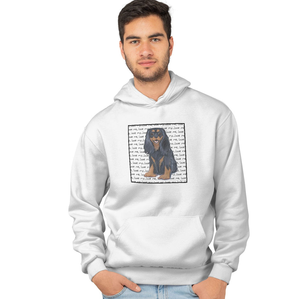 Black & Tan Cavalier Love Text - Adult Unisex Hoodie Sweatshirt