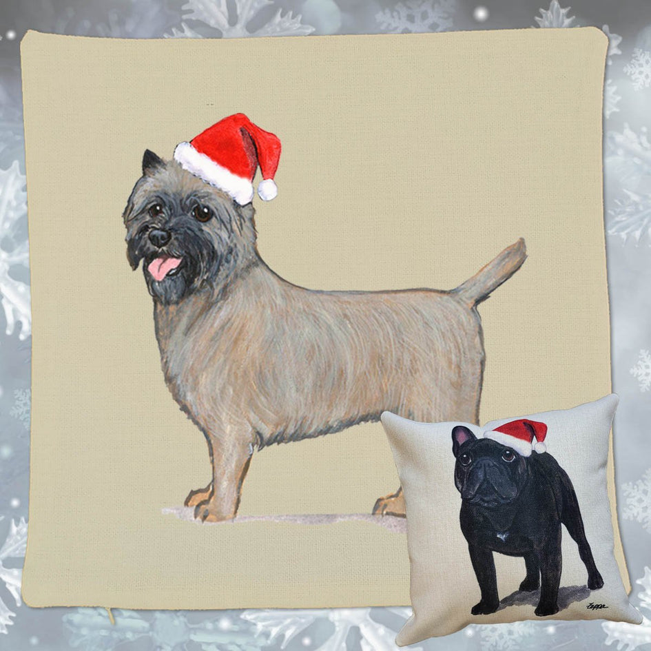 Cairn Terrier Santa Pillow Cover