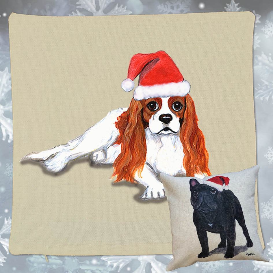 Cavalier King Charles Spaniel Santa Pillow Cover