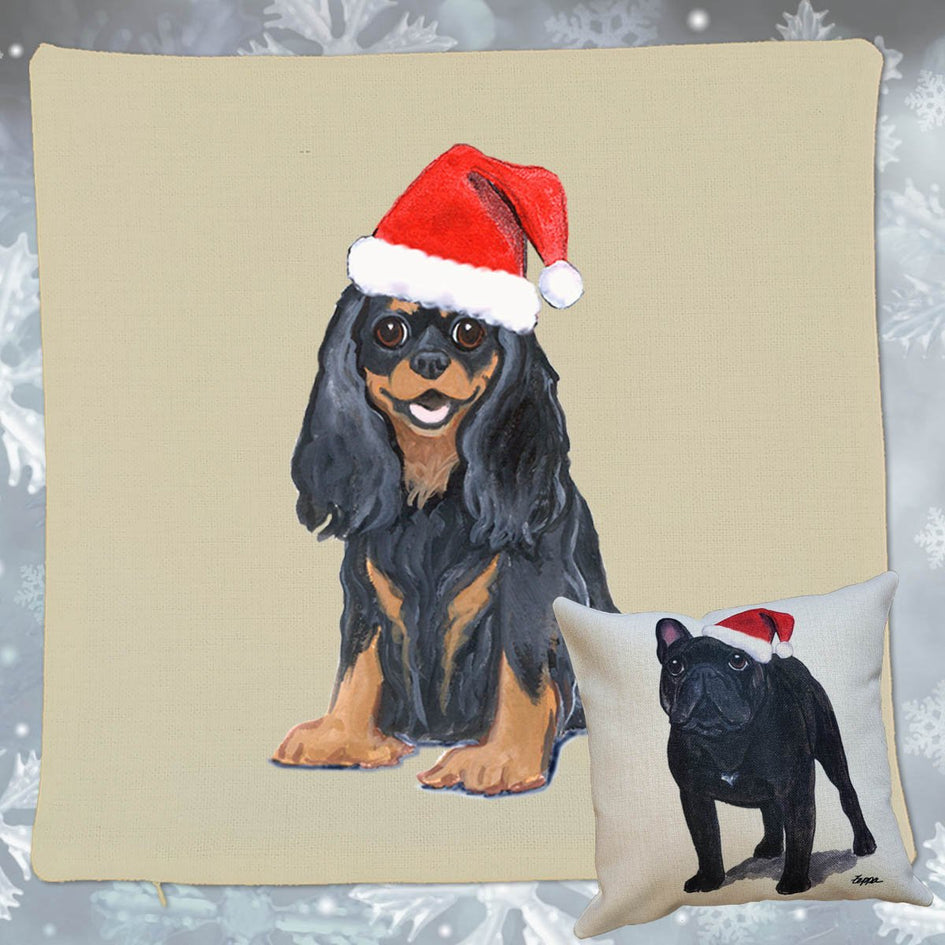 Cavalier King Charles Spaniel Santa Pillow Cover