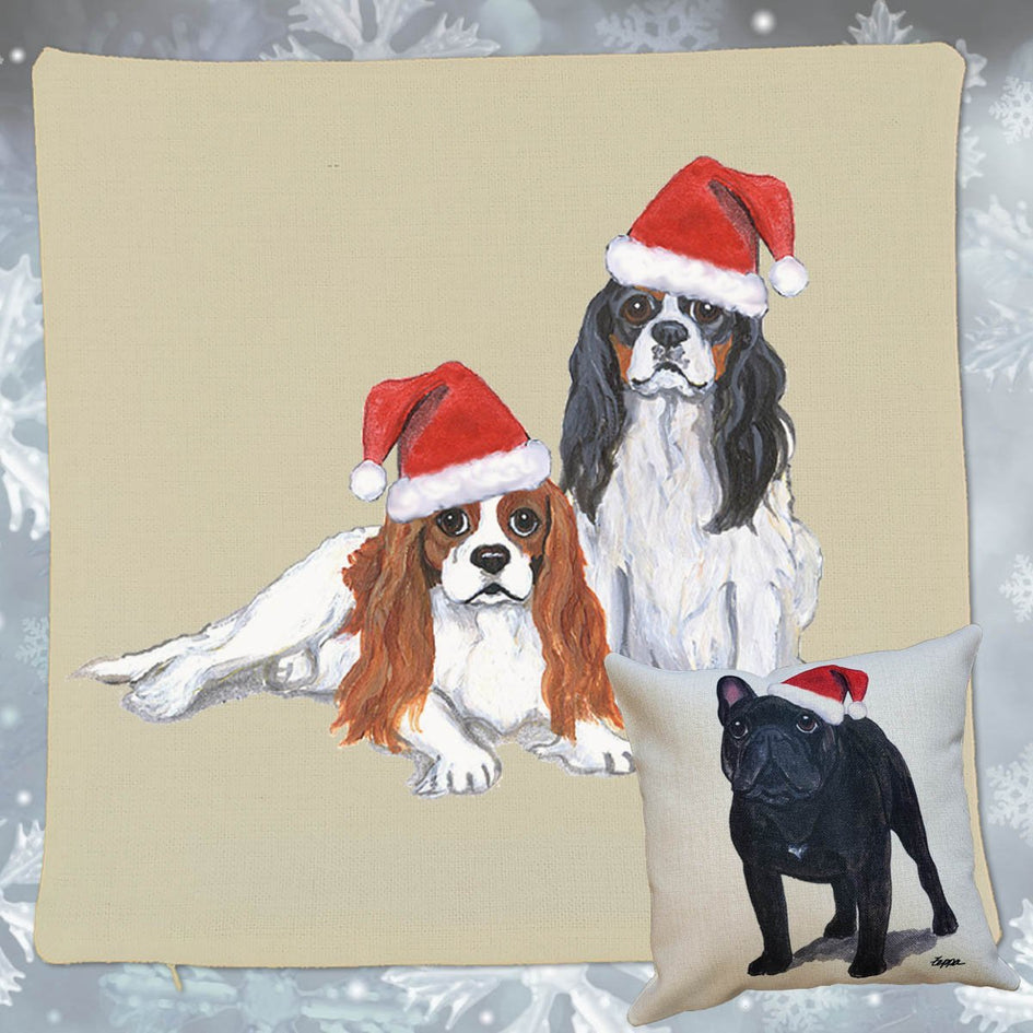 Cavalier King Charles Spaniel Santa Pillow Cover