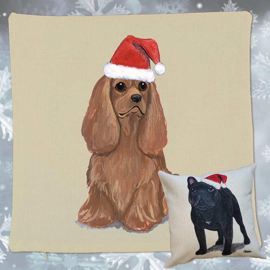 Cavalier King Charles Spaniel Santa Pillow Cover