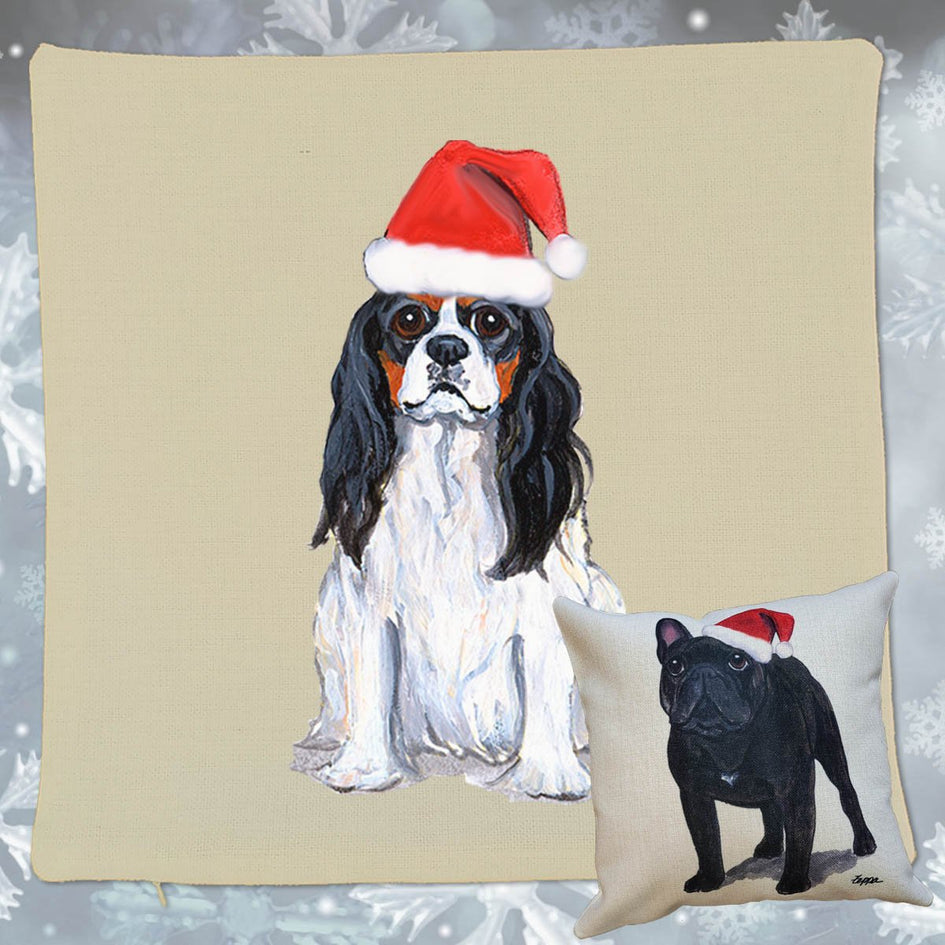 Cavalier King Charles Spaniel Santa Pillow Cover