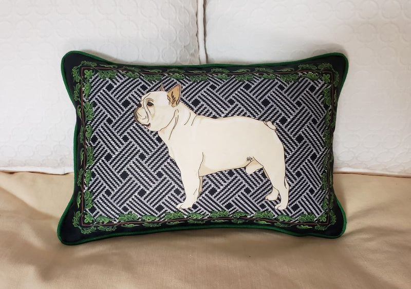 French Bulldog Pillow Cover- Black and White Background