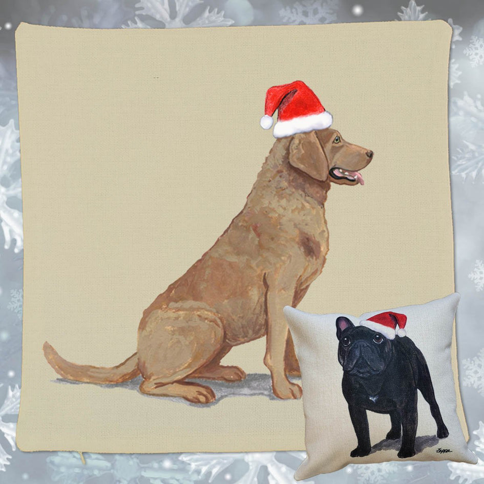 Chesapeake Bay Retriever Santa Pillow Cover