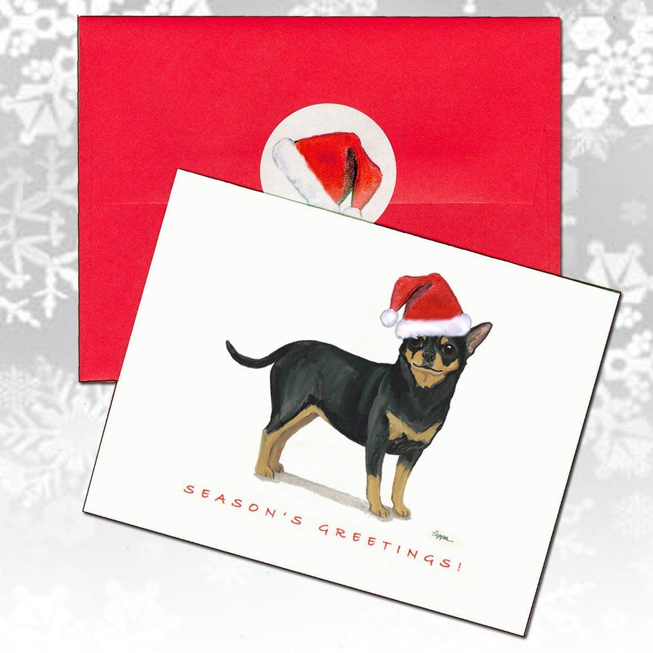 Chihuahua, Black and Tan Christmas Note Cards