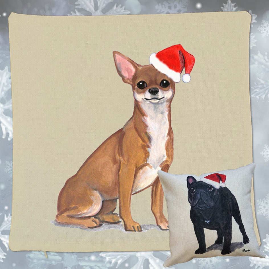 Chihuahua Santa Pillow Cover