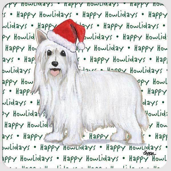 Chinese Crested, Powderpuff "Happy Howlidays" Coaster