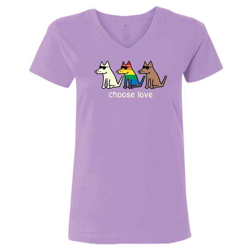 Choose Love - Ladies T-Shirt V-Neck - Teddy the Dog T-Shirts and Gifts